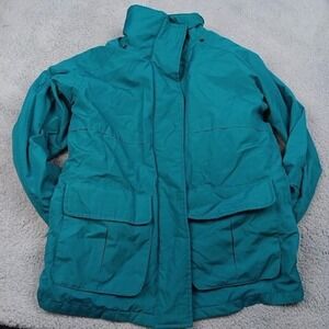Vintage London‎ Towne Jacket Womens Medium Teal Green Field Coat Parka Style 90s
